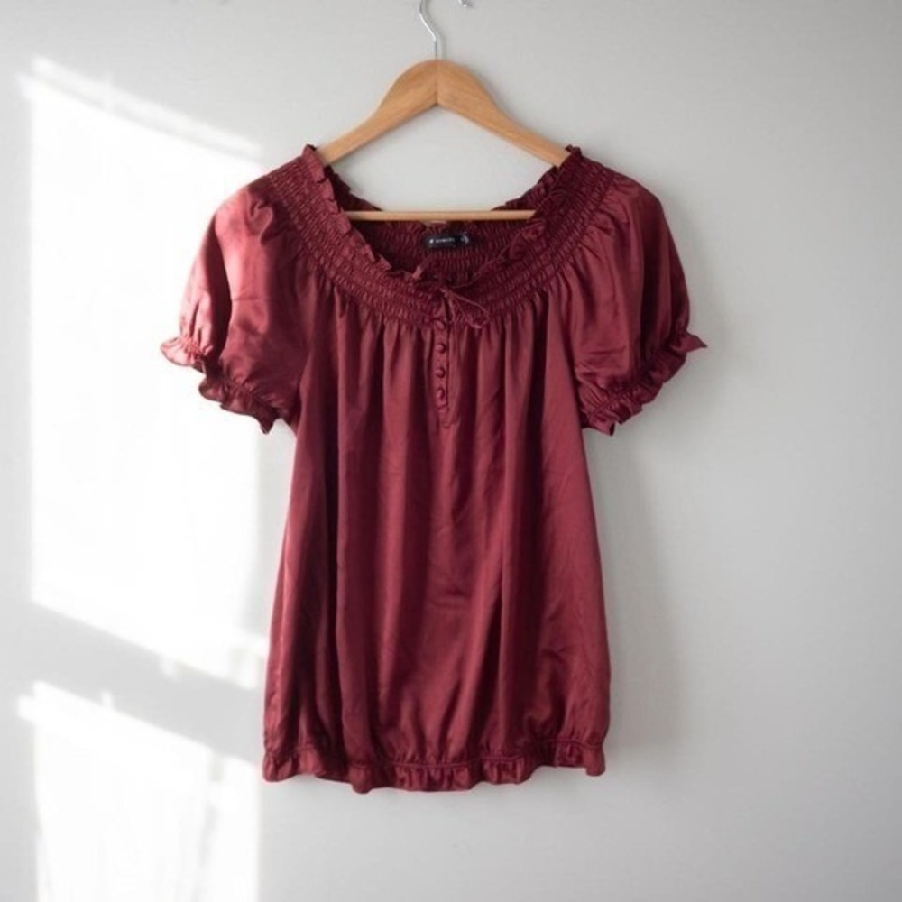 Y2K The Limited Coquette Whimsigoth Romantic Maroon Size S Satin Top Edwardian